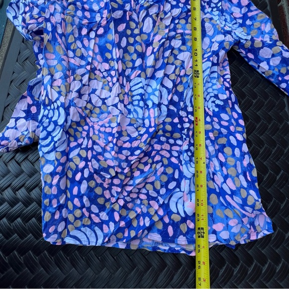 Lilly Pulitzer 23646 Willa Blouse Long Sleeve Tunic Size Medium Blue - Picture 5 of 7
